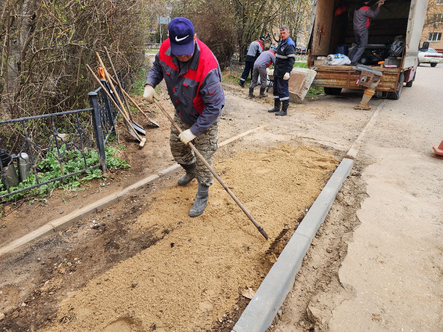 Руза, ремонт дорог, пешеходная дорожка, ремонт пешеходной дорожки, дорожные службы, дорожные работы, рузский городской округ,