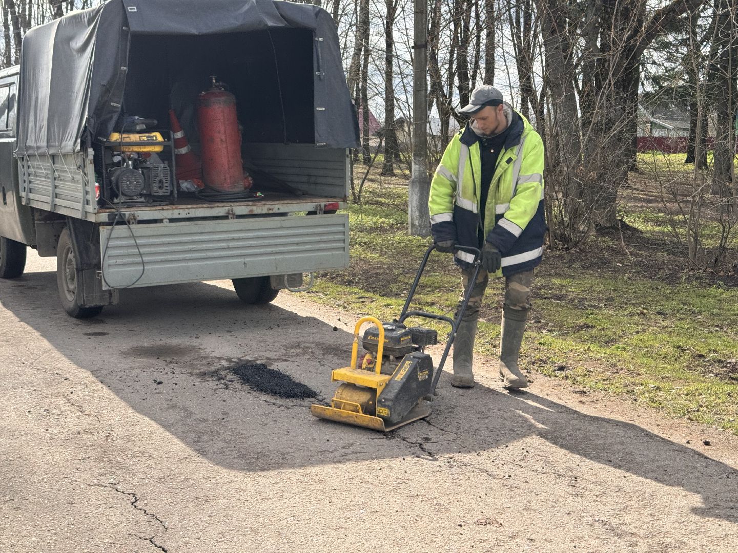 шаховская, дорожные работы, ямочный ремонт,