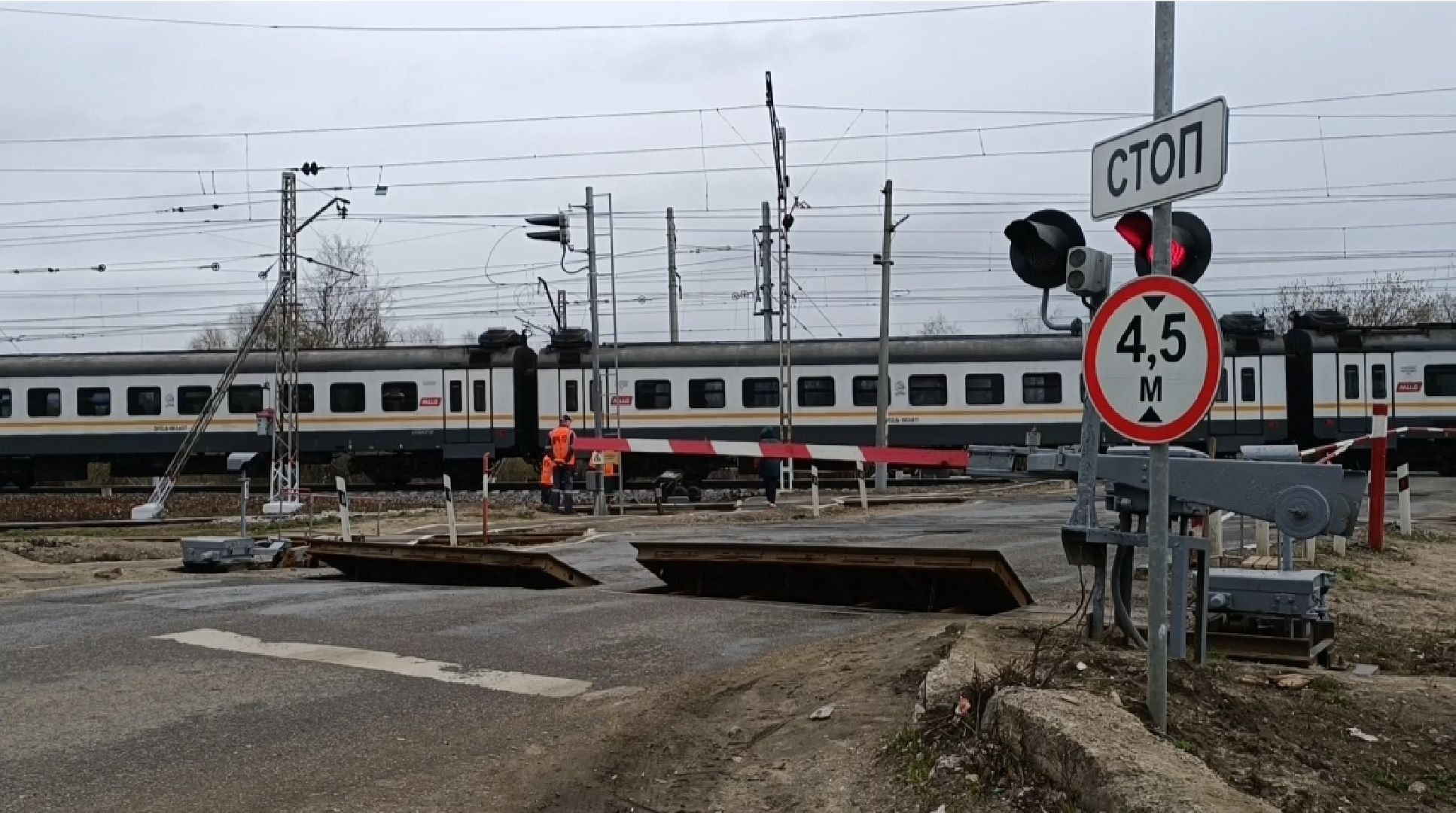 железнодорожный переезд, лобня, ремонт,