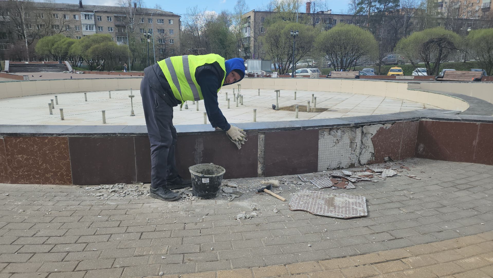 пушкино, ремонт, мемориал, плитка, восстановительные работы,