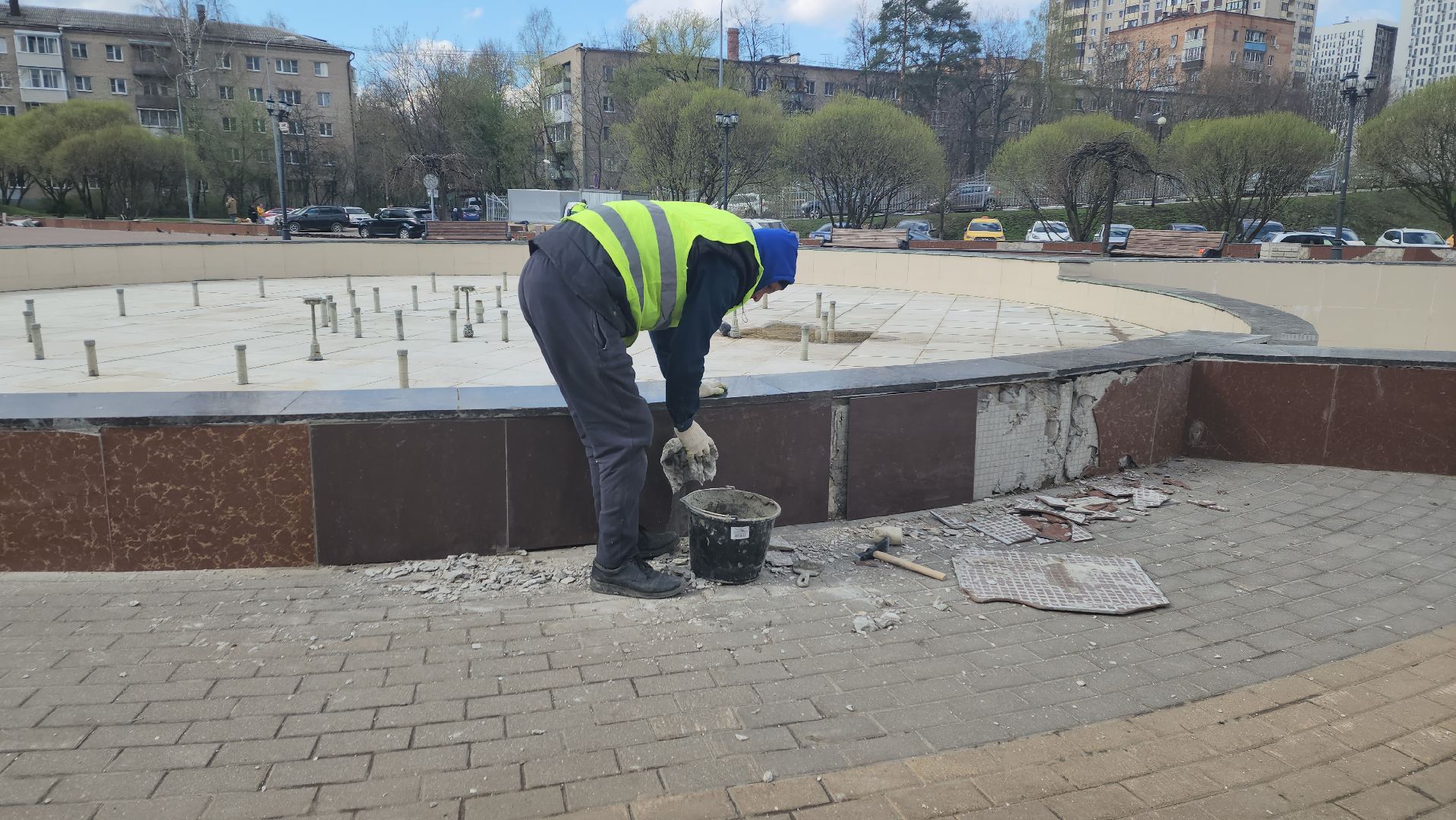 пушкино, ремонт, мемориал, плитка, восстановительные работы,