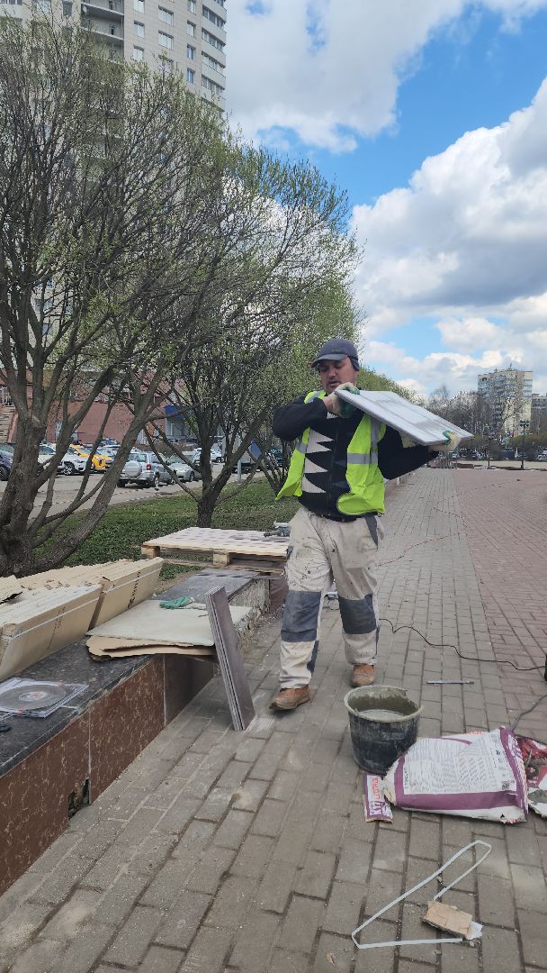 пушкино, ремонт, мемориал, плитка, восстановительные работы,