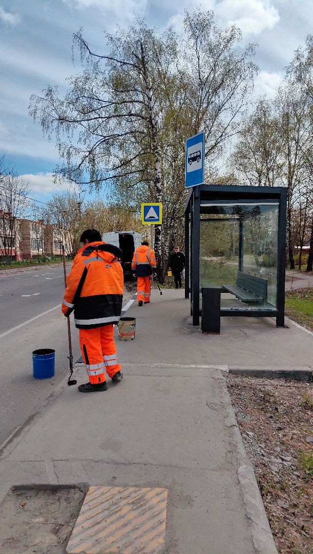 остановочные павильоны, покраска, бордюры, лавочки, благоустойство,