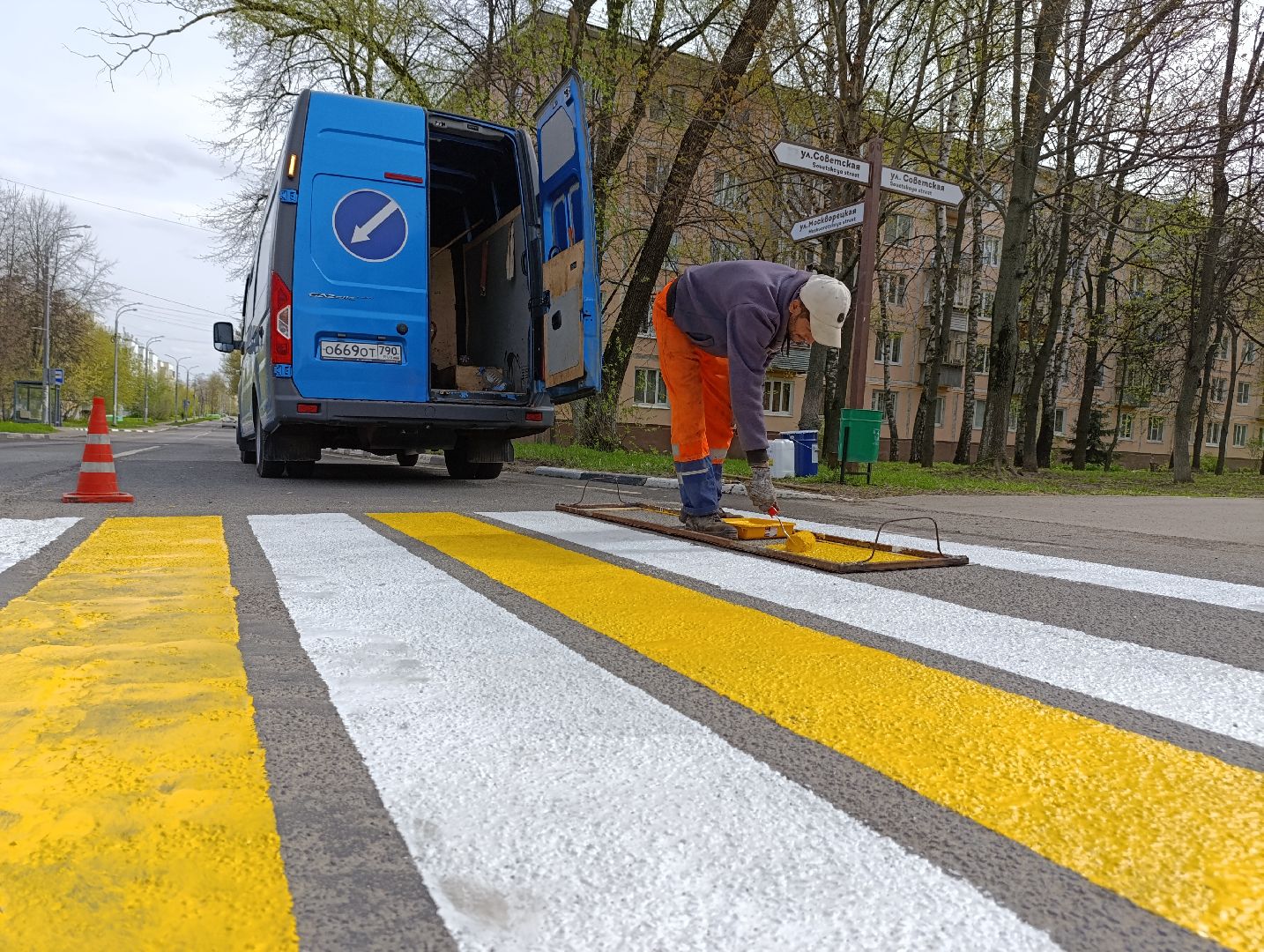 Бронницы, Благоустройство, Покраска пешеходных переходов, Обновление разметки,