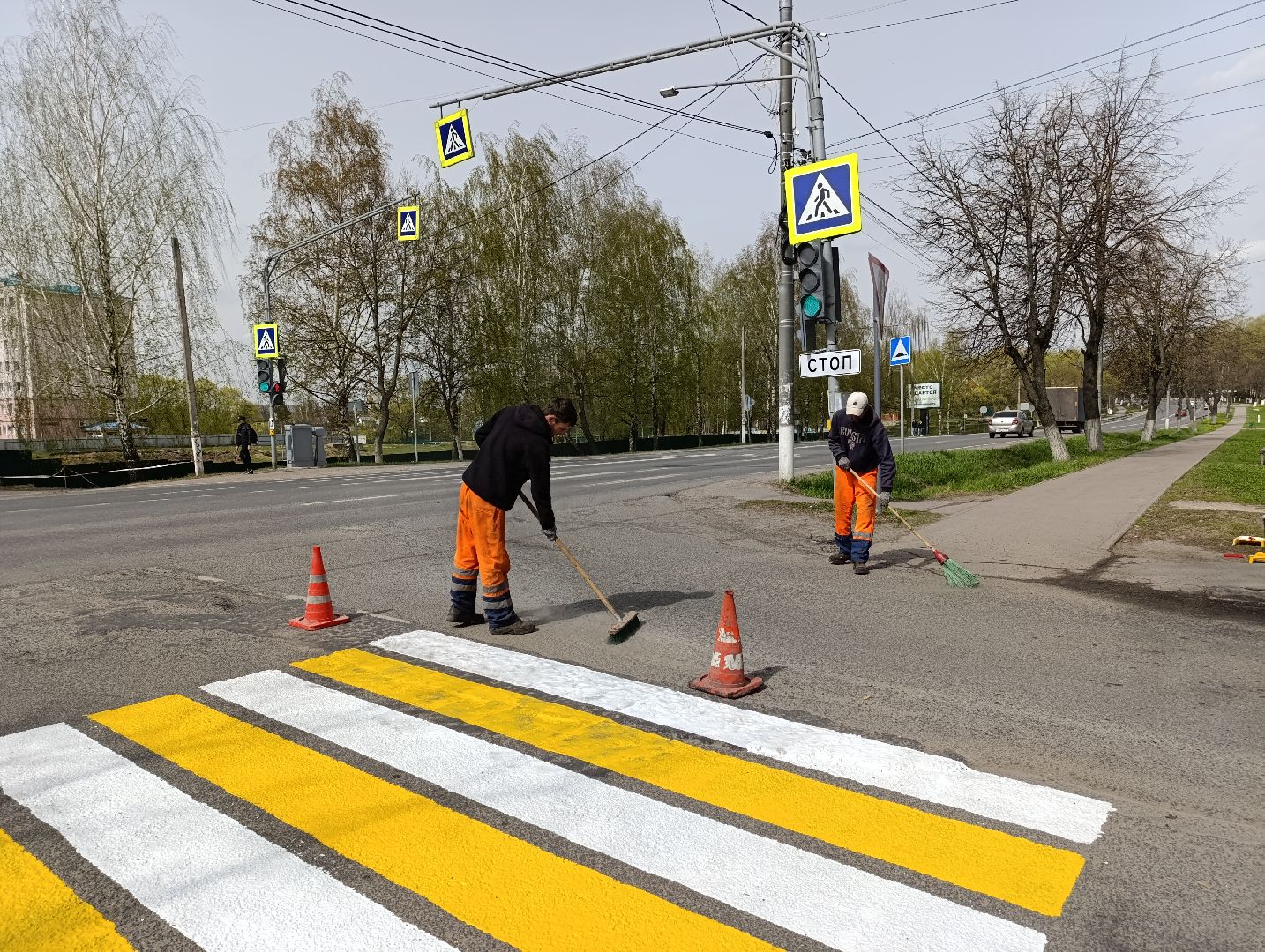 Бронницы, Благоустройство, Покраска пешеходных переходов, Обновление разметки,