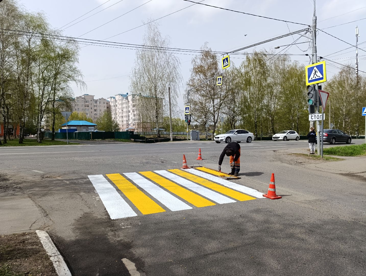 Бронницы, Благоустройство, Покраска пешеходных переходов, Обновление разметки,