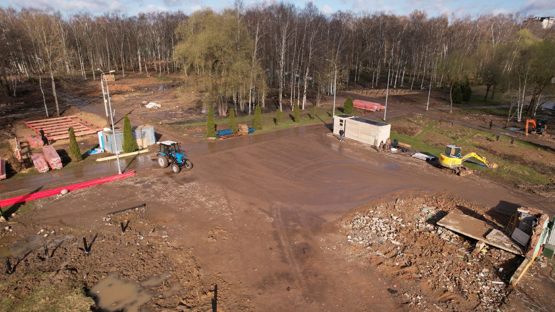 видео с коптера, лобня, парк,