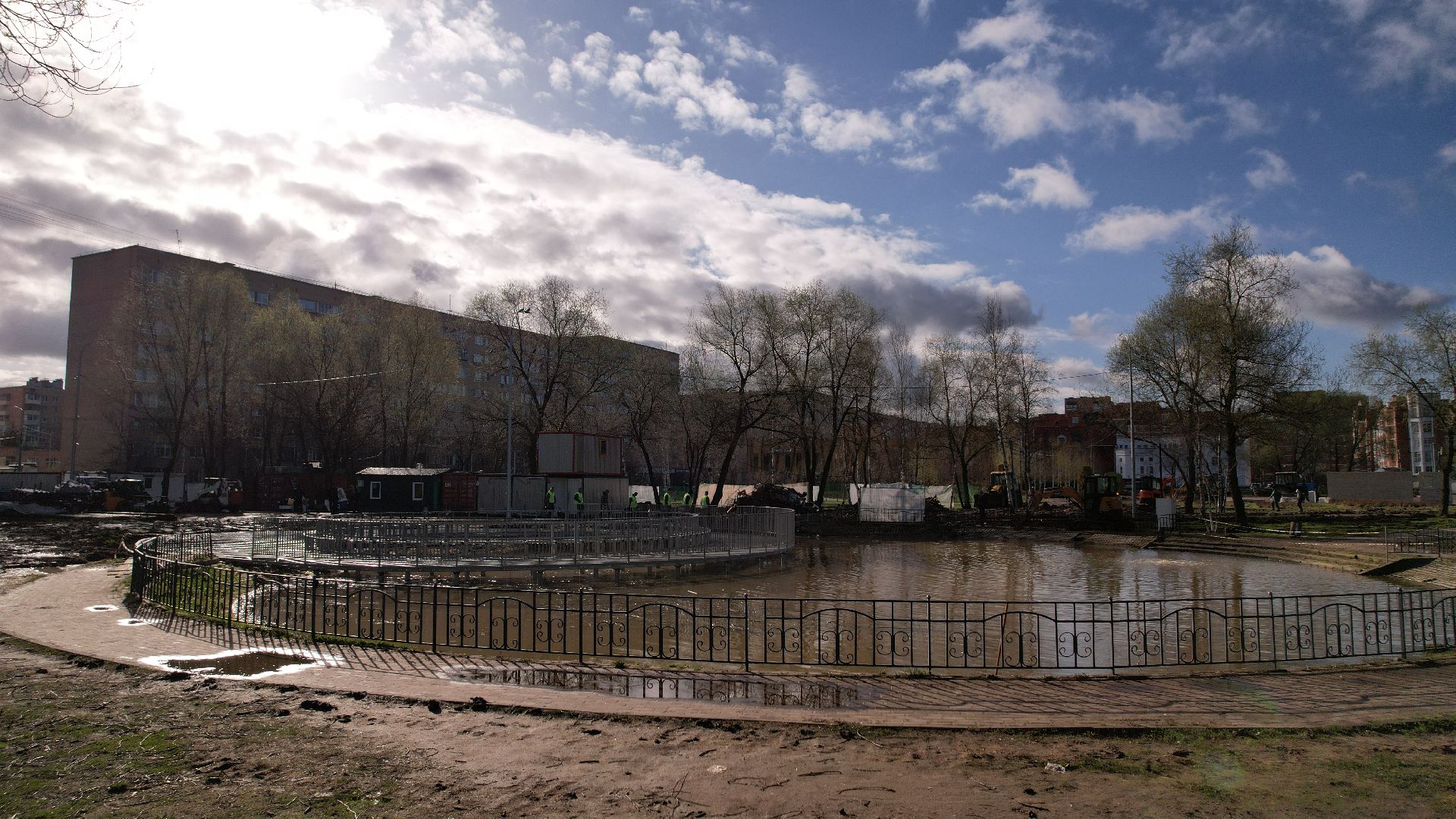 видео с коптера, лобня, парк,