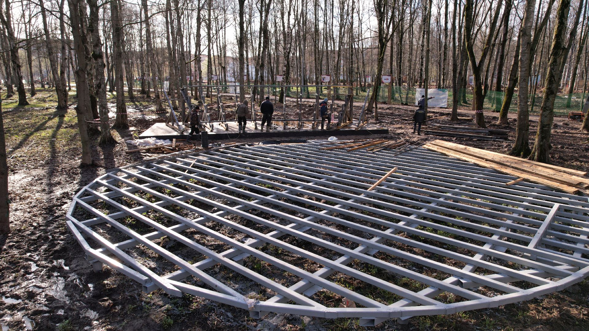 видео с коптера, лобня, парк,