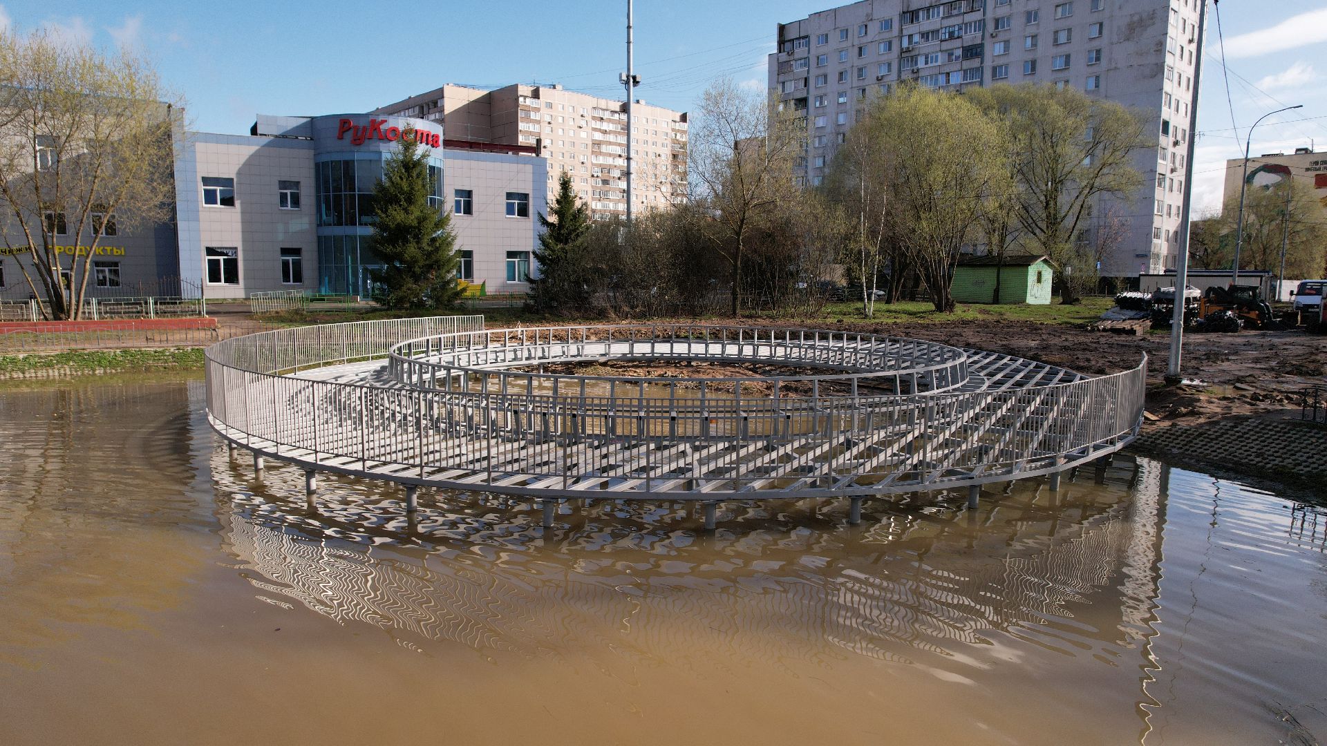 видео с коптера, лобня, парк,