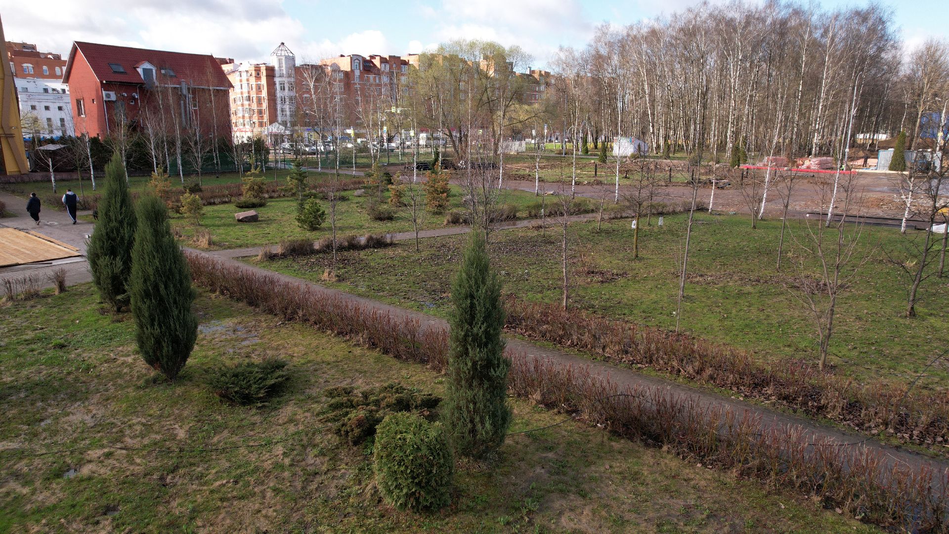 видео с коптера, лобня, парк,