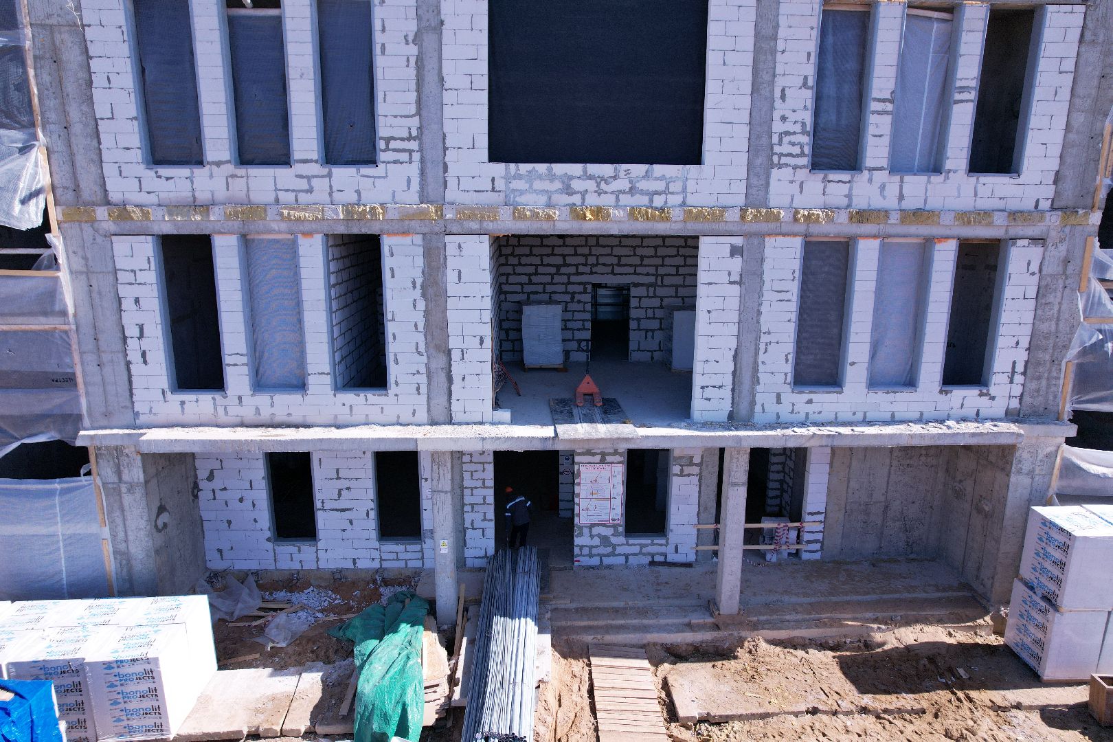 видео с коптера, истра, школа, строительство,