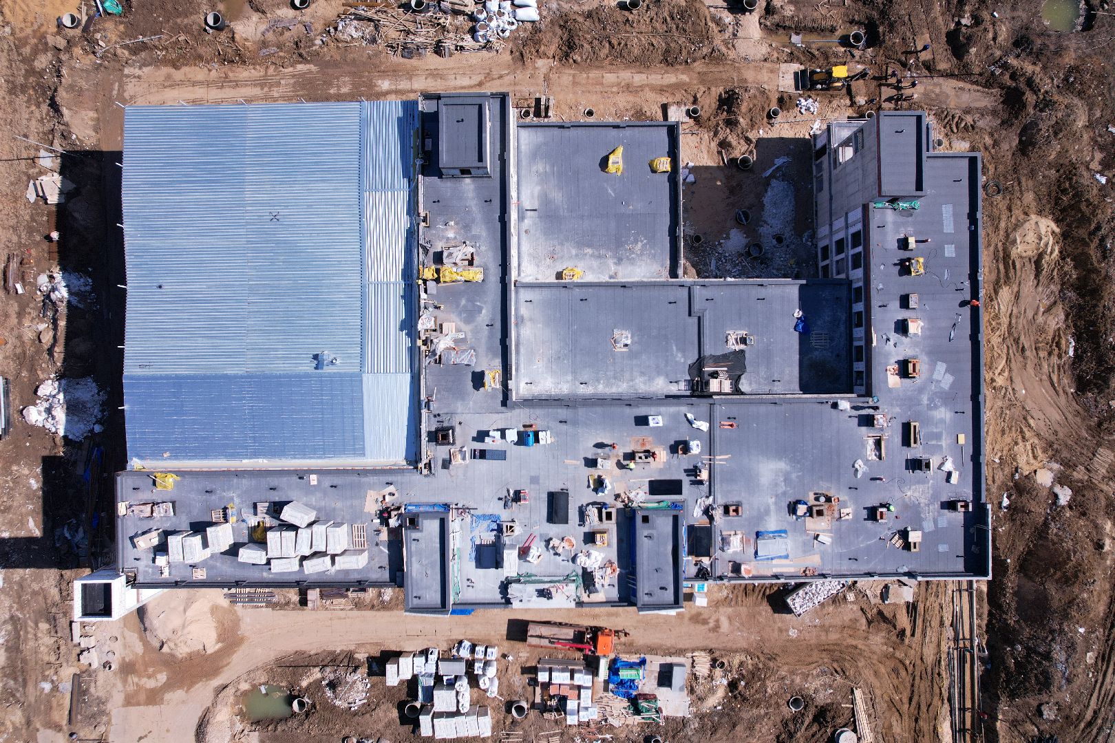 видео с коптера, истра, школа, строительство,