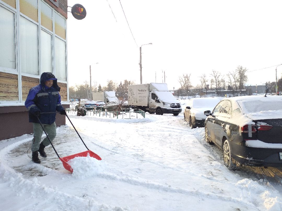 благоустройство, двор, снег, Лосино-Петровский, коммунальщики