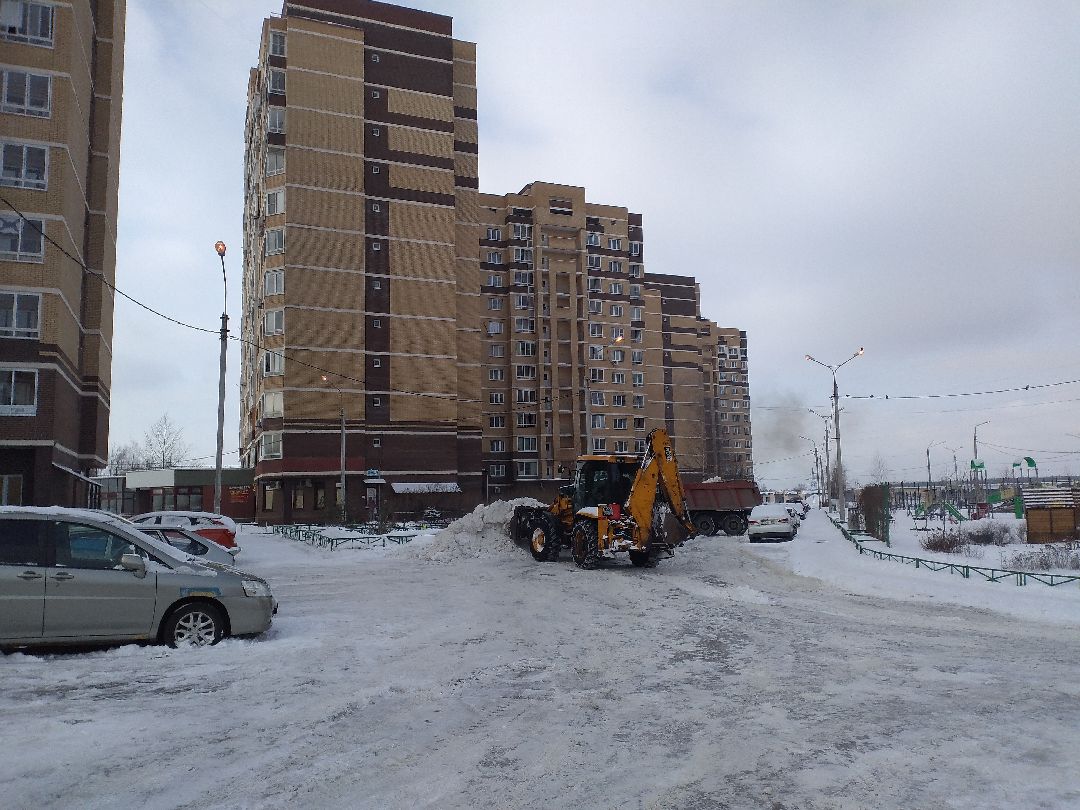 благоустройство, двор, снег, Лосино-Петровский, коммунальщики