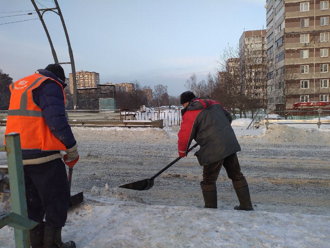 благоустройство, двор, снег, Лосино-Петровский, коммунальщики