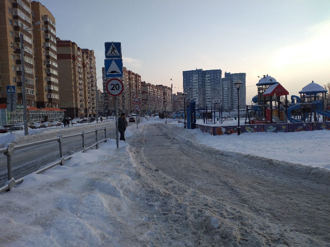 благоустройство, двор, снег, Лосино-Петровский, коммунальщики