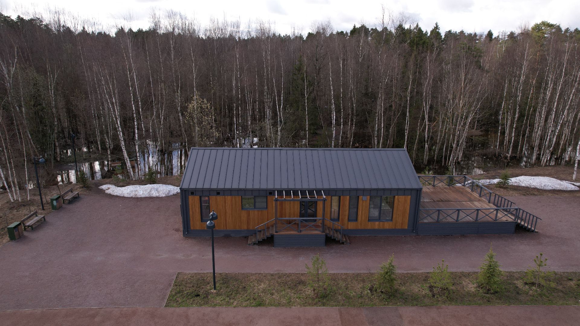 видео с коптера, лобня, благоустройство, лесопарк,