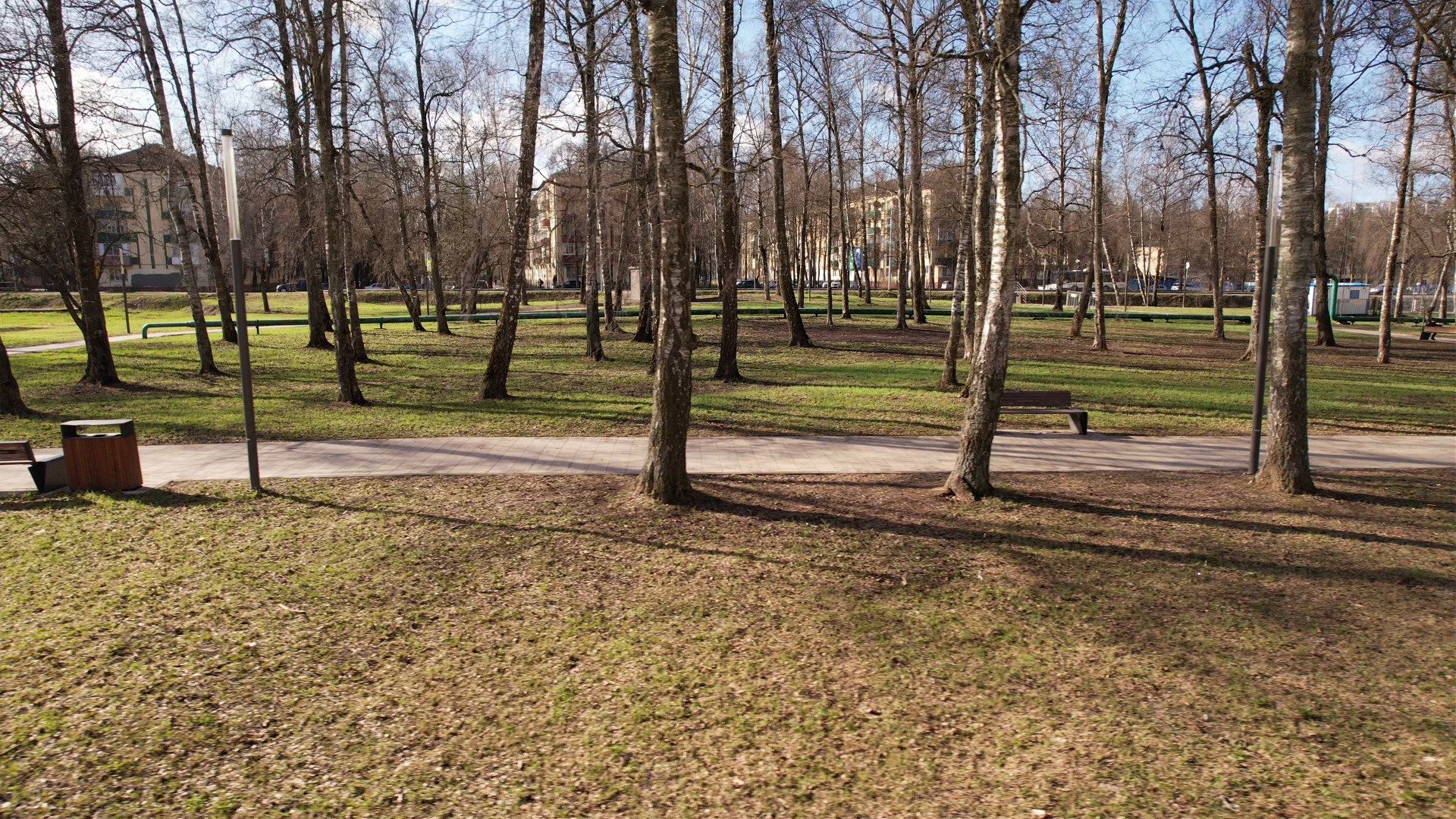 видео с коптера, лобня, парк,