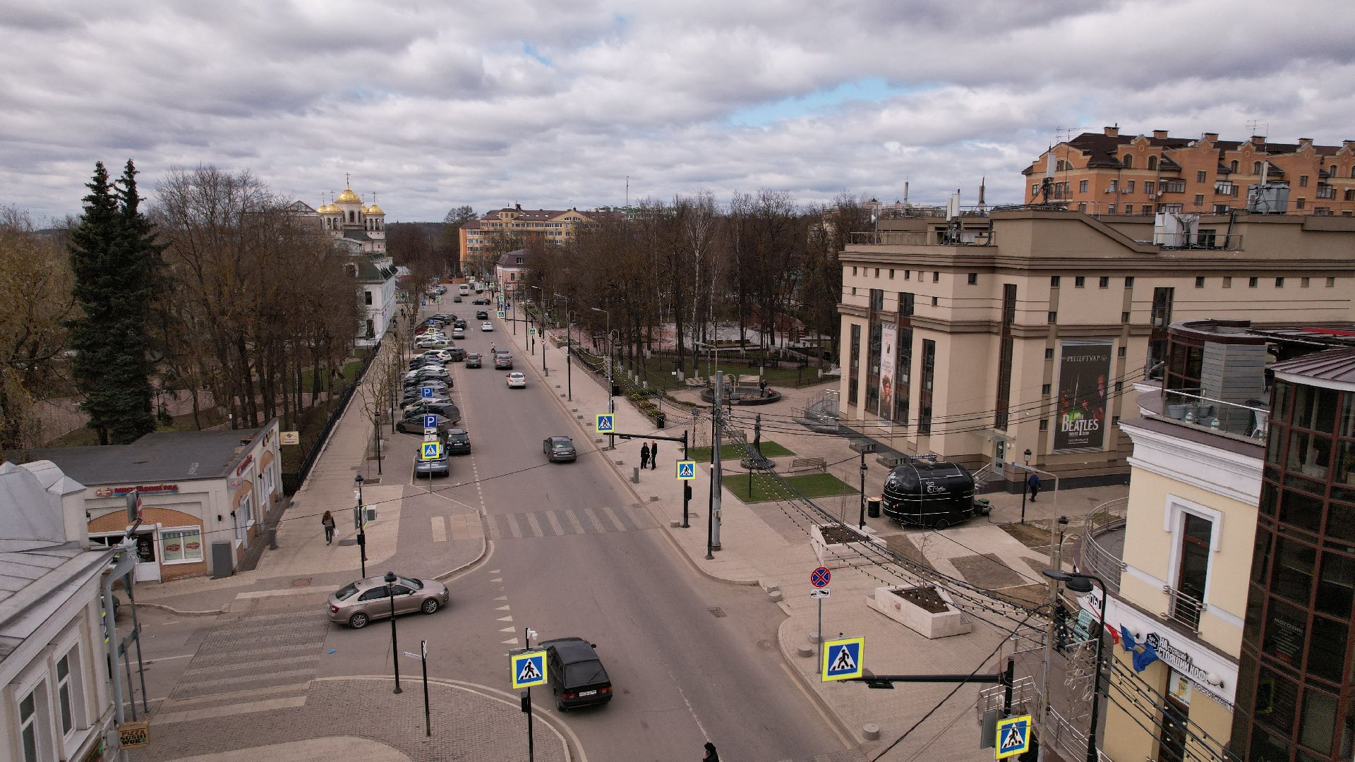 видео с коптера, звенигород, благоустройство,