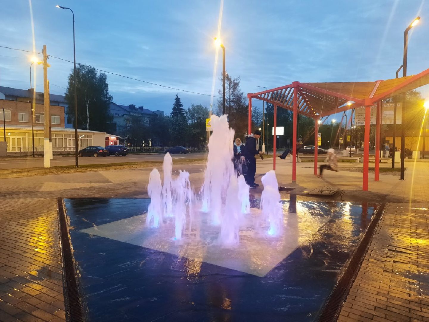 пуск фонтанов, шатура, парк, фонтаны,