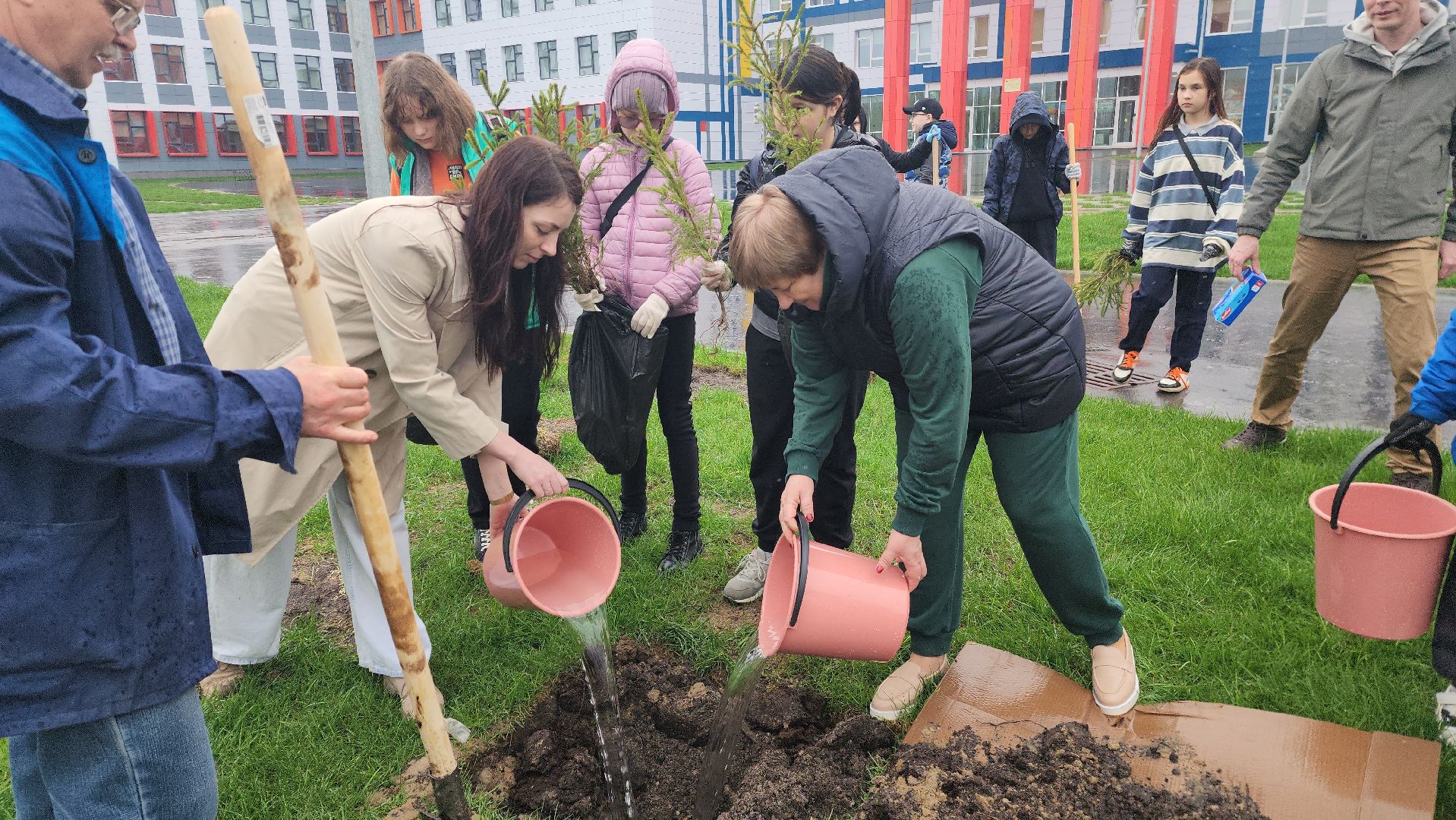 день добрых дел, шатура, лицей перспектива, елки, высадка деревьев, областная акция,