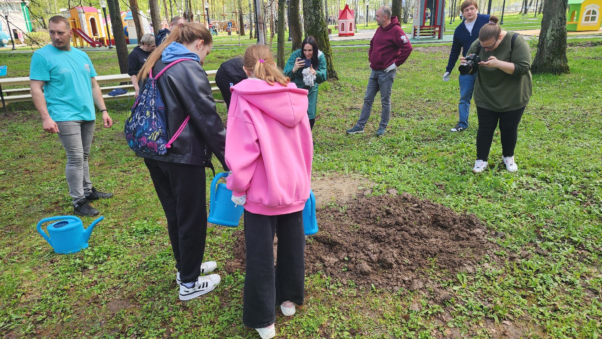 кашира, городской парк, день добрых дел, туи, красный клен, посадка деревьев, благоустройство,