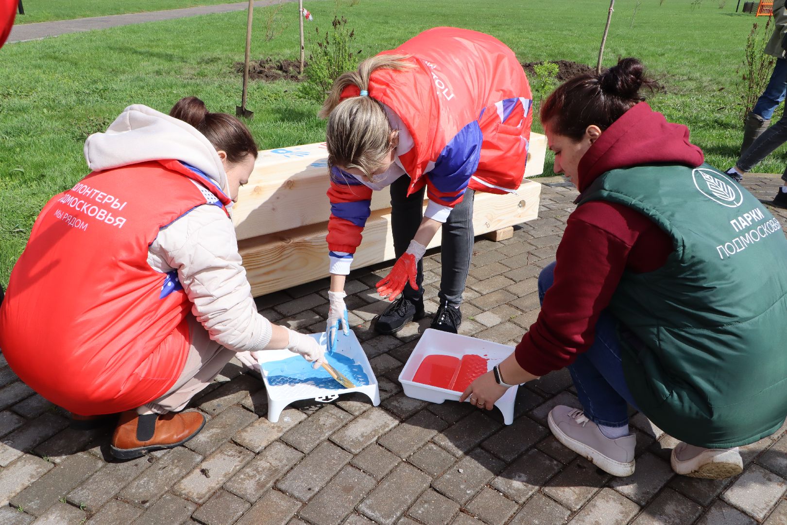 Серебряные Пруды, Парк Серебряный, скамейка Дружбы, красный клен, день добрых дел,
