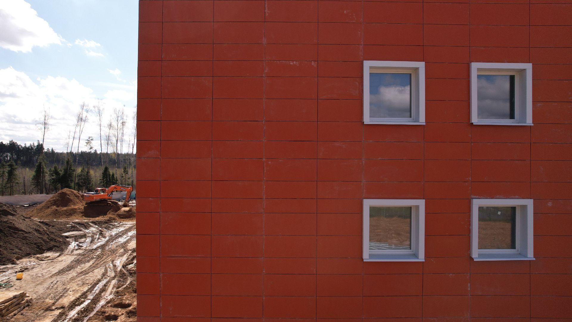 видео с коптера, балашиха, строительство, детский сад,