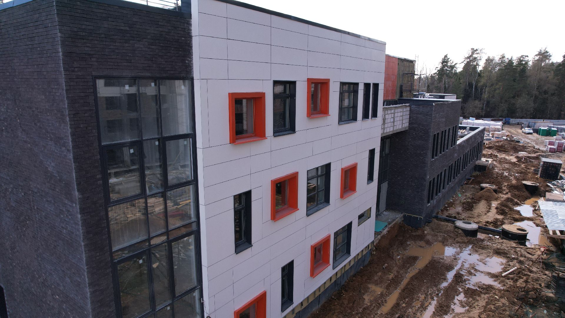 видео с коптера, балашиха, строительство, детский сад,