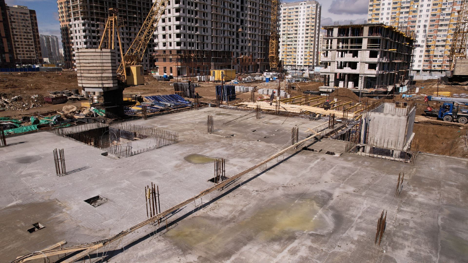 видео с коптера, строительство, детский сад, балашиха,