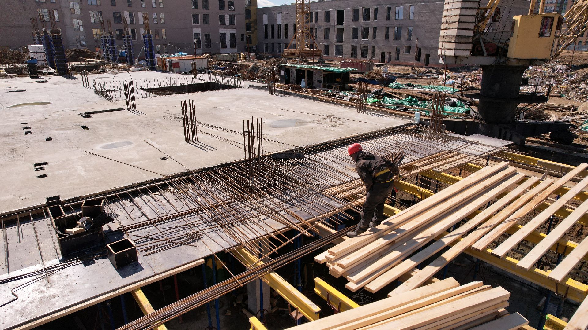 видео с коптера, строительство, детский сад, балашиха,