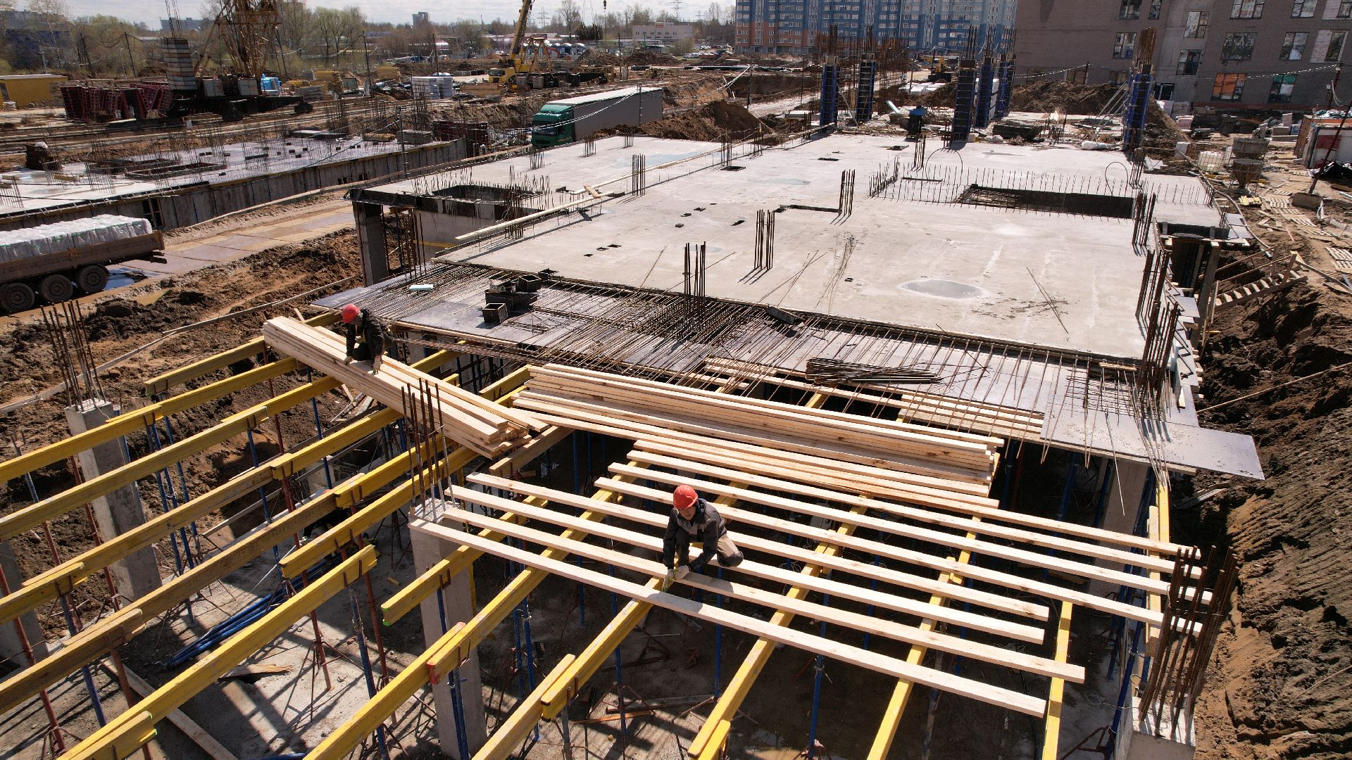 видео с коптера, строительство, детский сад, балашиха,