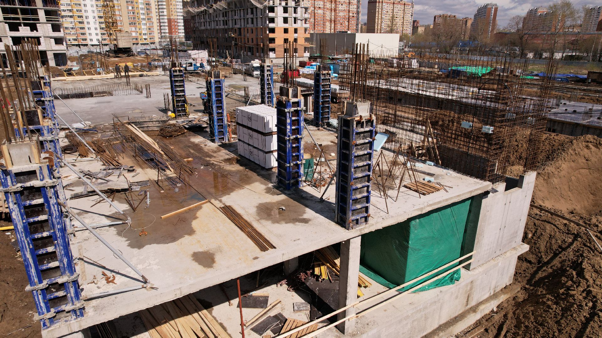 видео с коптера, строительство, детский сад, балашиха,