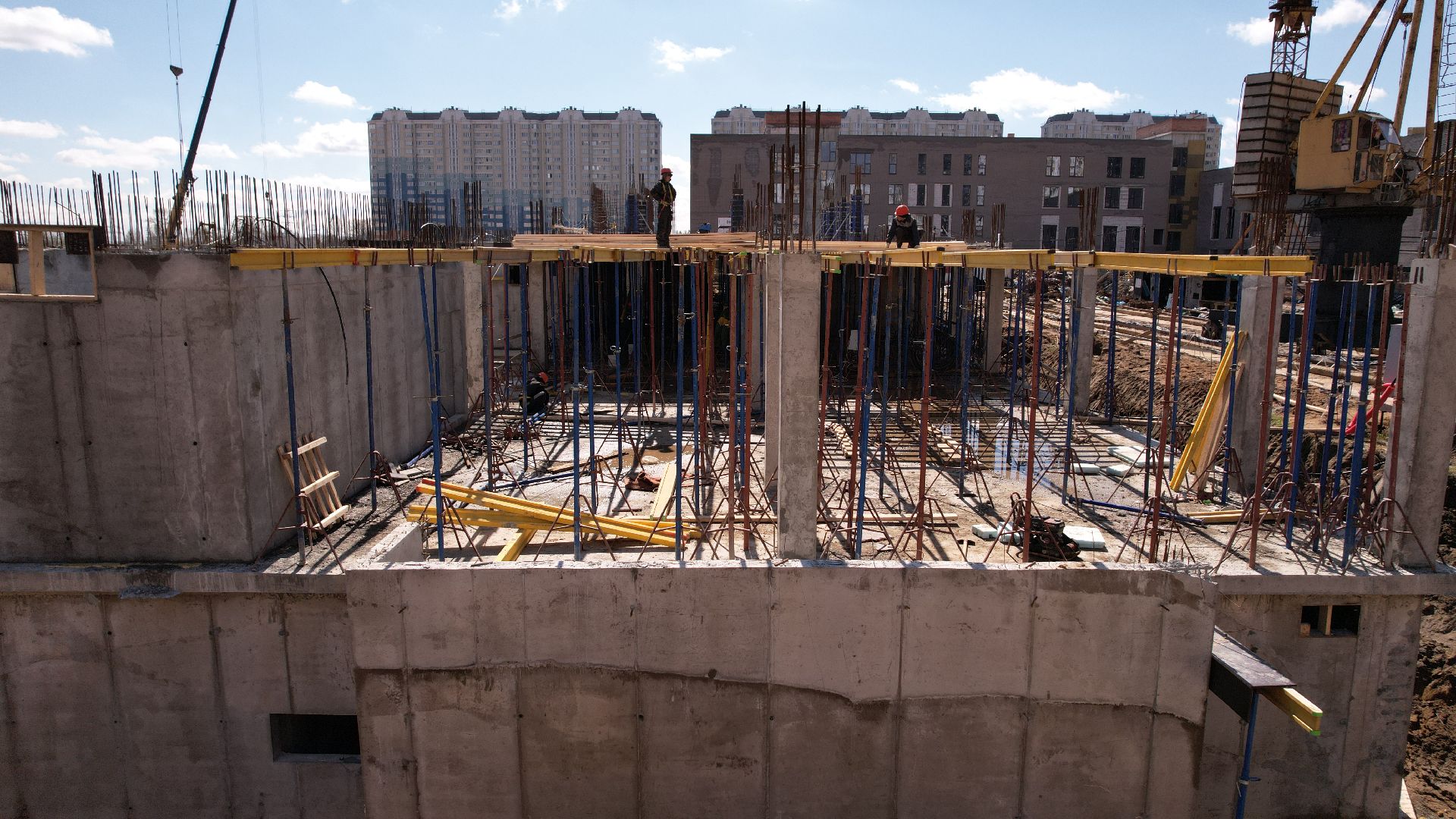 видео с коптера, строительство, детский сад, балашиха,