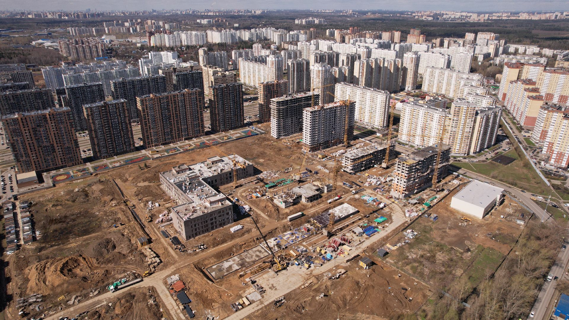 видео с коптера, строительство, детский сад, балашиха,