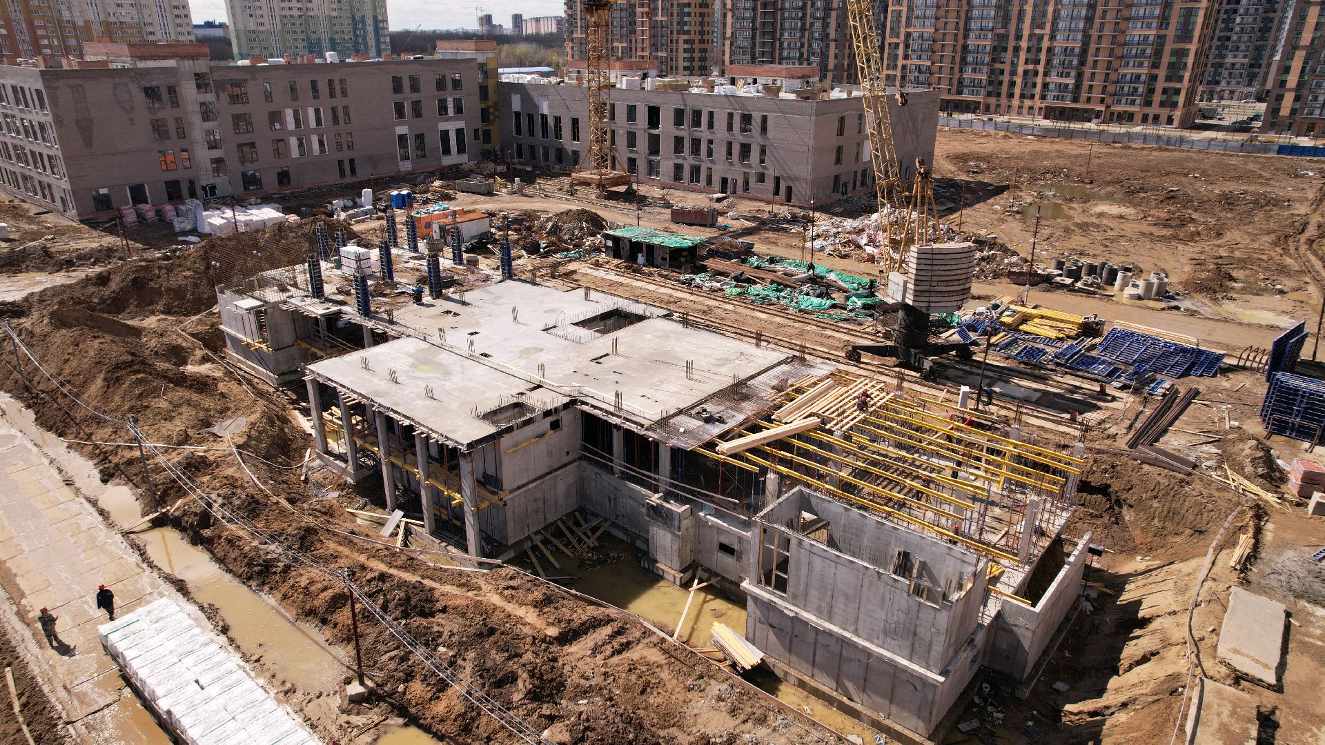 видео с коптера, строительство, детский сад, балашиха,