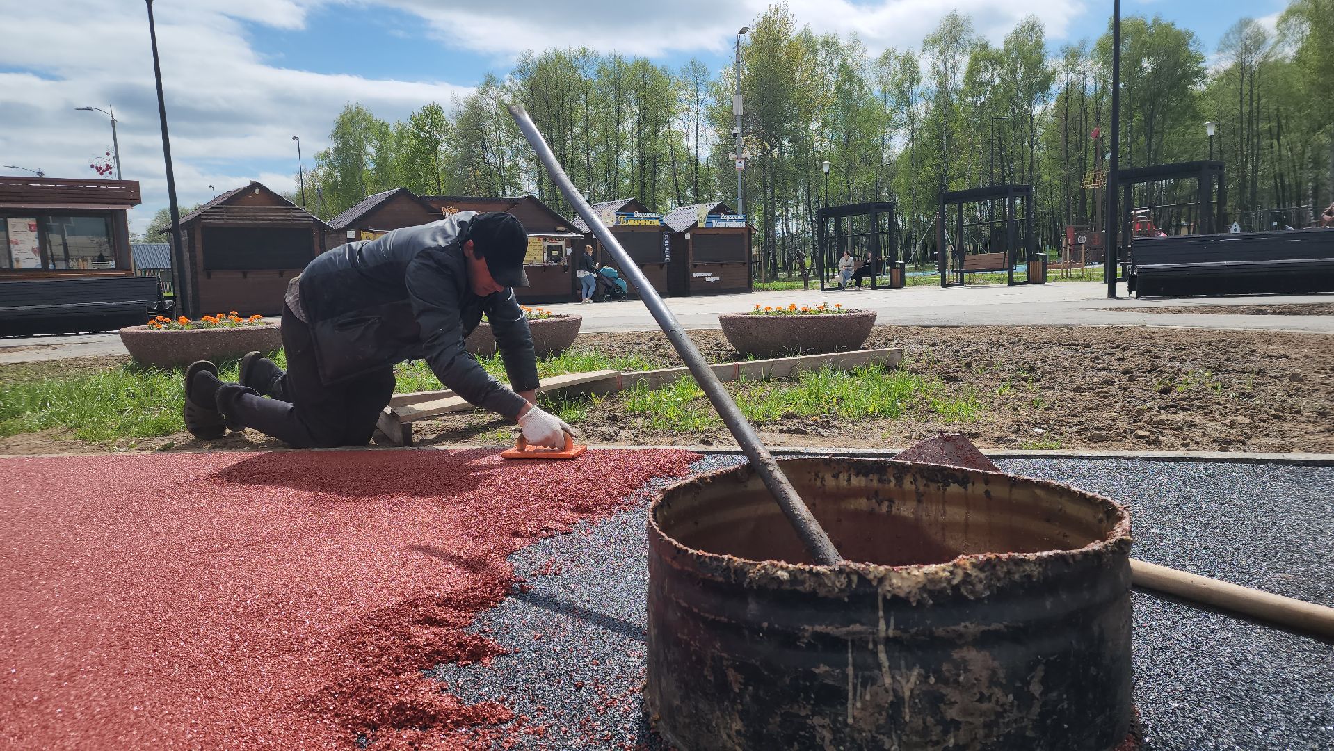 Егорьевск, парк, 200 лет егорьевску, благоустровйство, фонтан, резиновое покрытие, качели, каток,