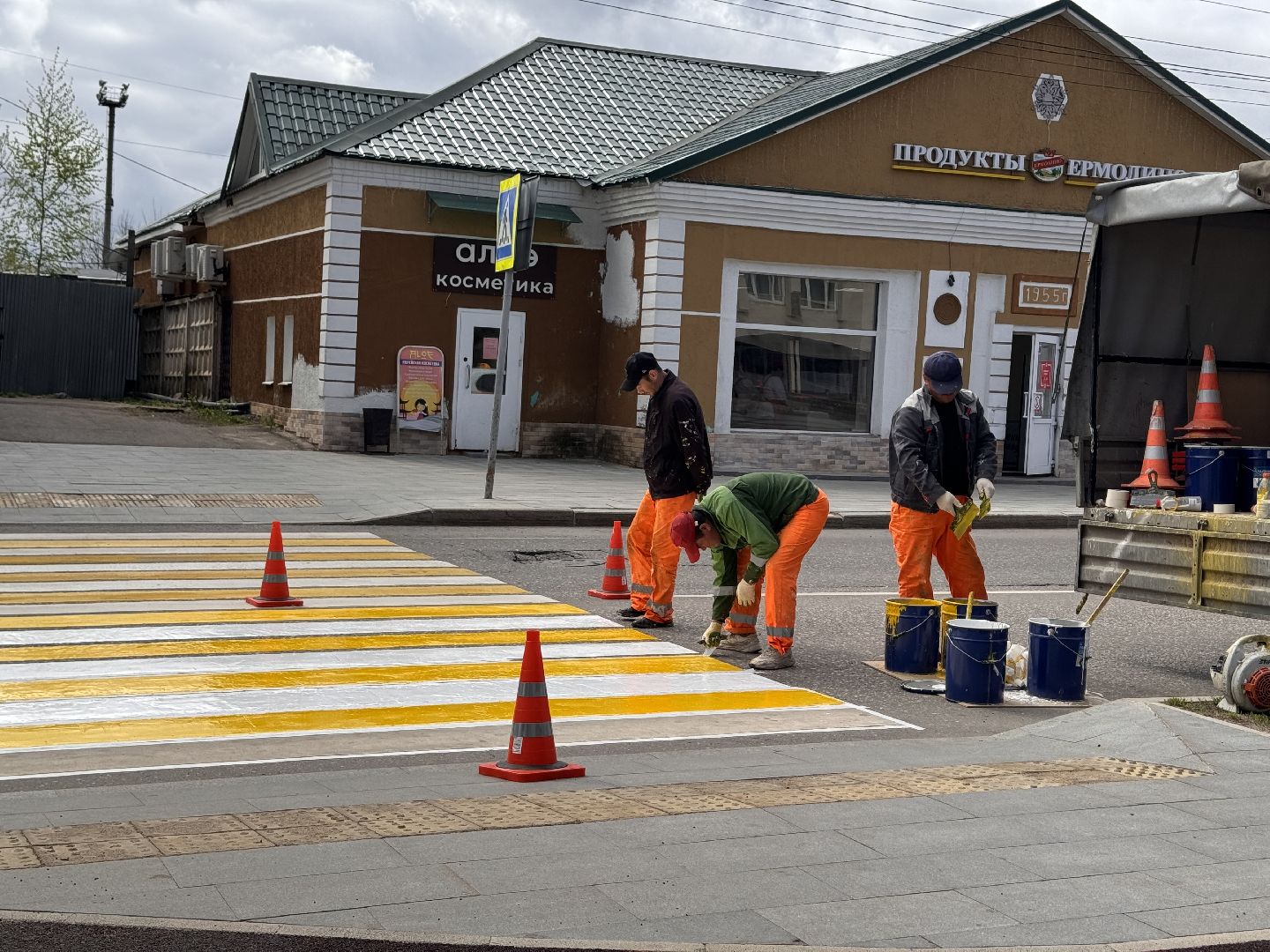 шаховская, разметка дороги, пешеходная разметка, покраска пешеходных переходов,