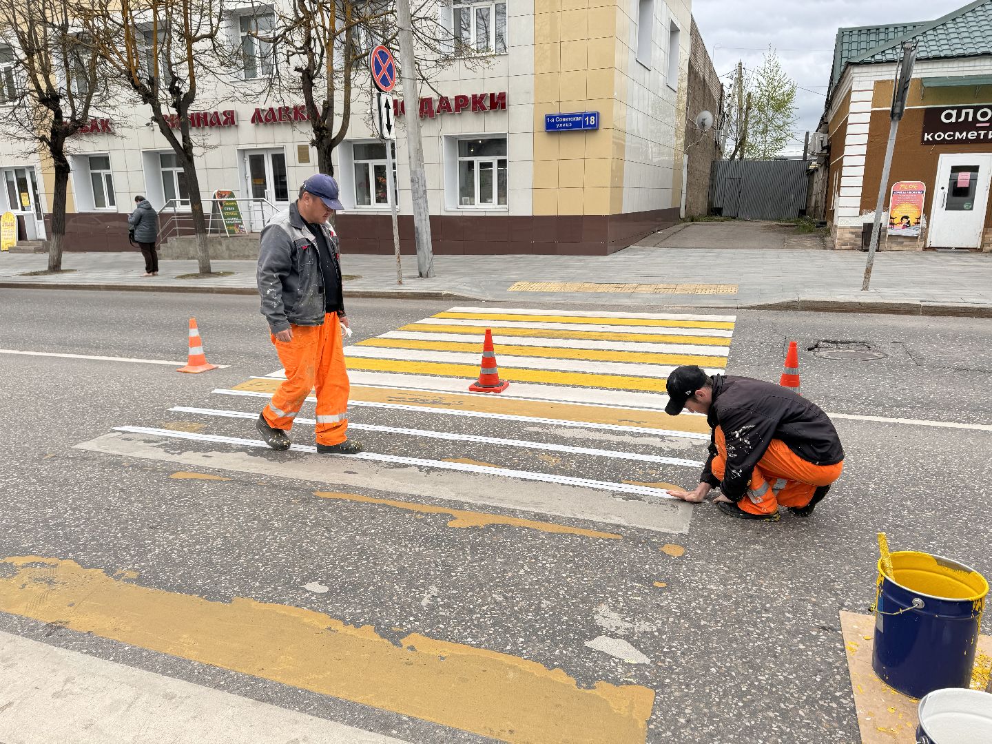 шаховская, разметка дороги, пешеходная разметка, покраска пешеходных переходов,