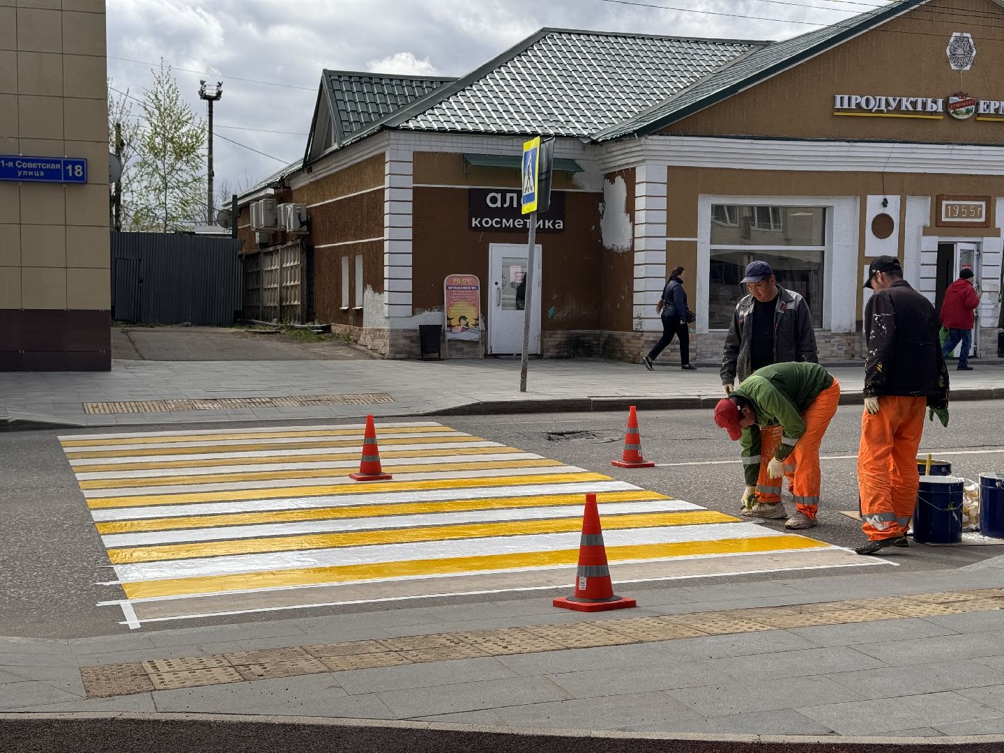 шаховская, разметка дороги, пешеходная разметка, покраска пешеходных переходов,