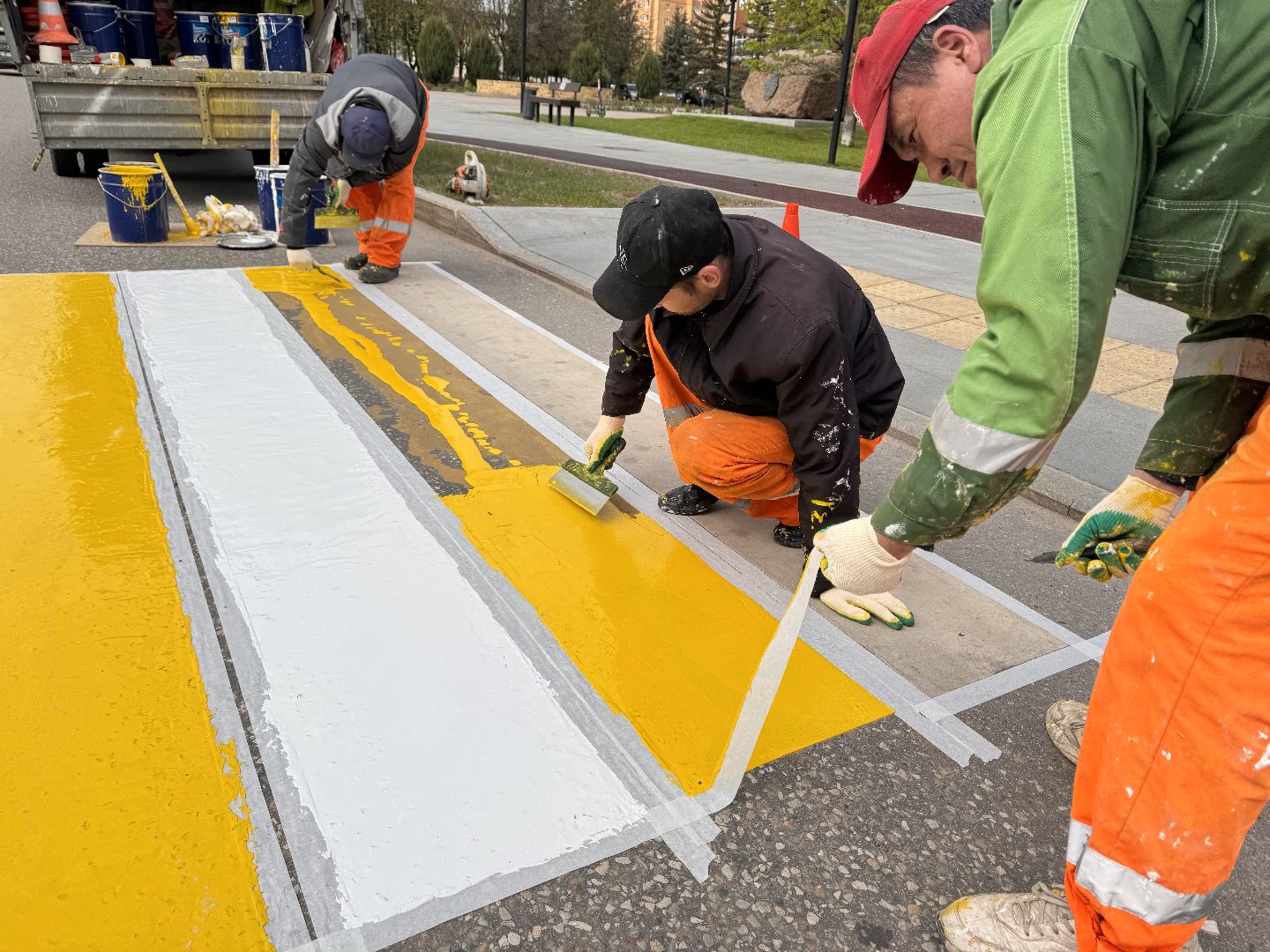 шаховская, разметка дороги, пешеходная разметка, покраска пешеходных переходов,