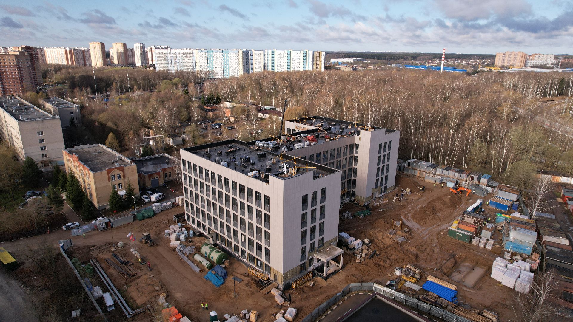 видео с коптера, поликлиника, лобня,