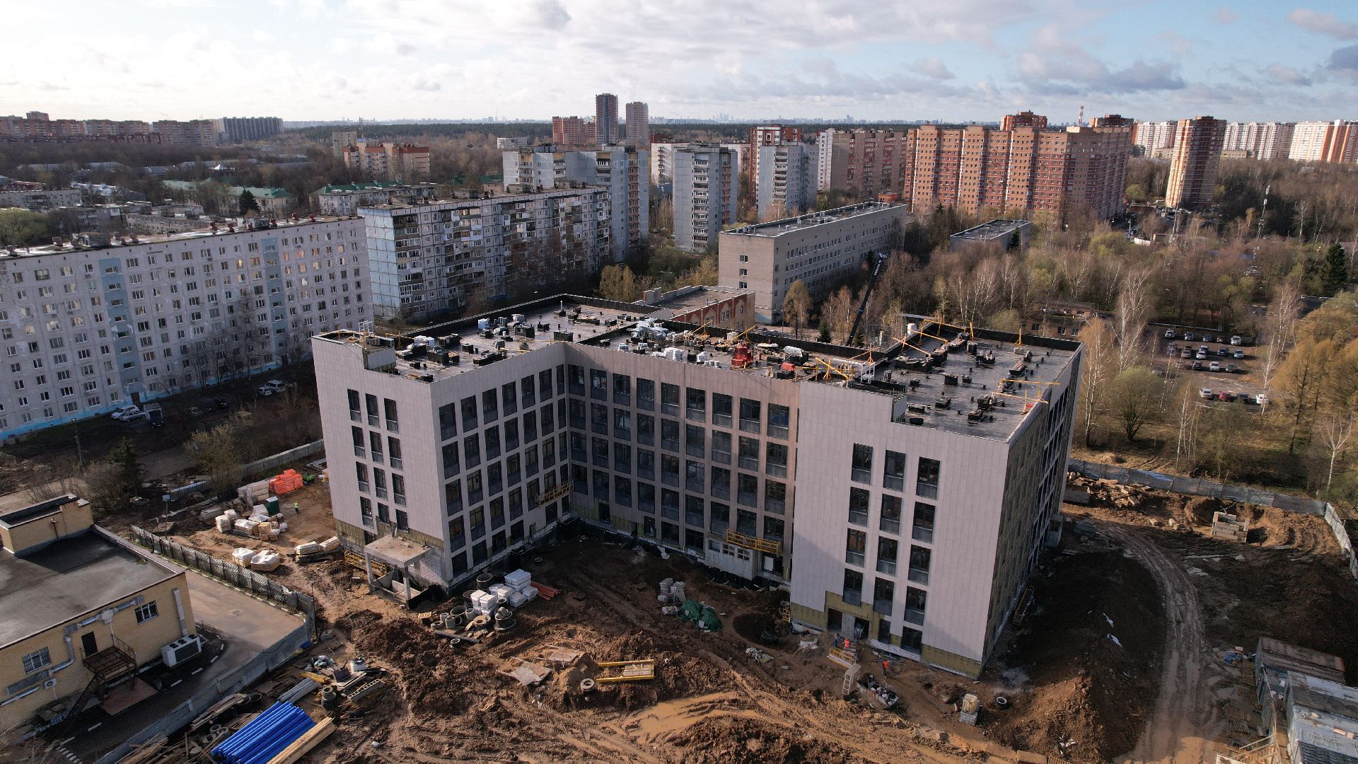 видео с коптера, поликлиника, лобня,