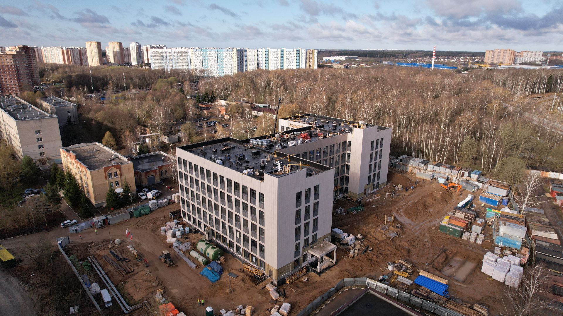 видео с коптера, поликлиника, лобня,