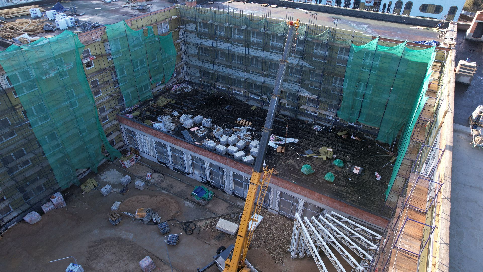 видео с коптера, лобня, школа,