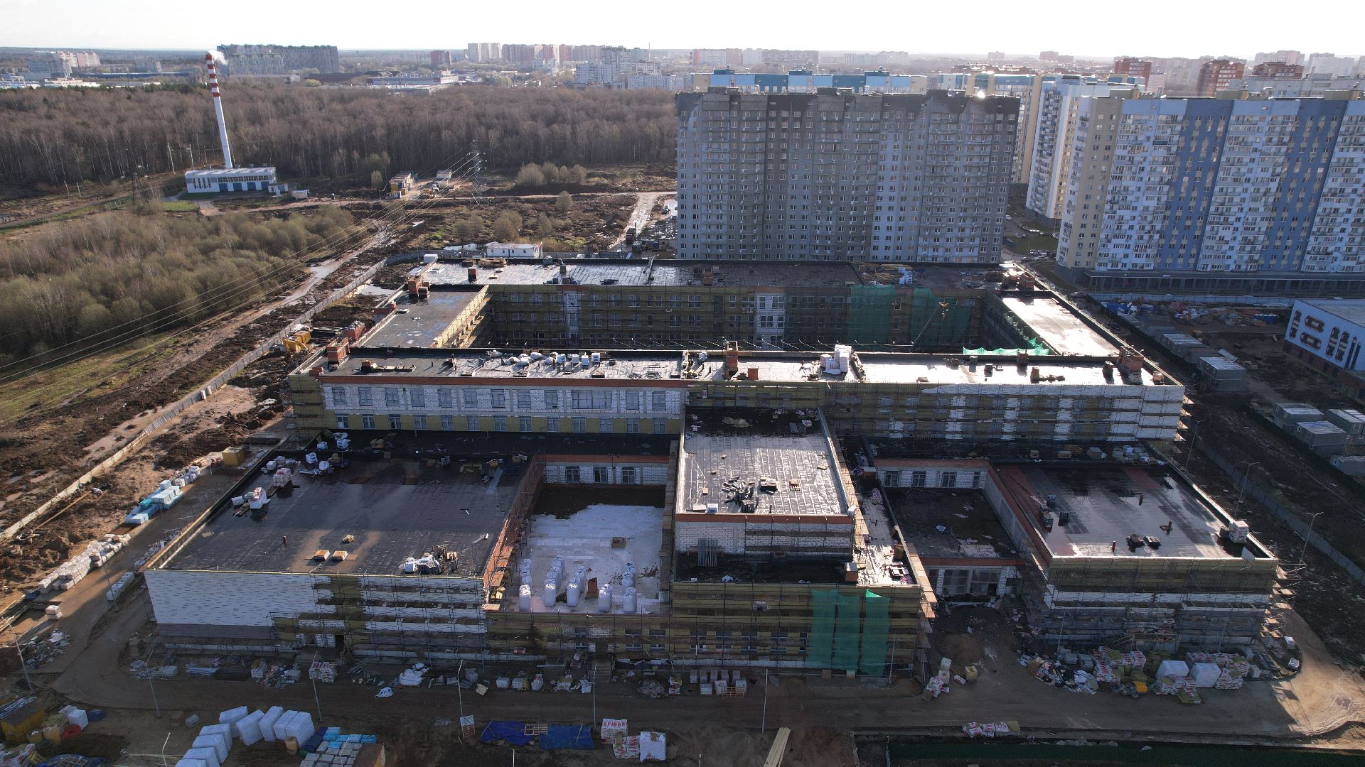 видео с коптера, лобня, школа,