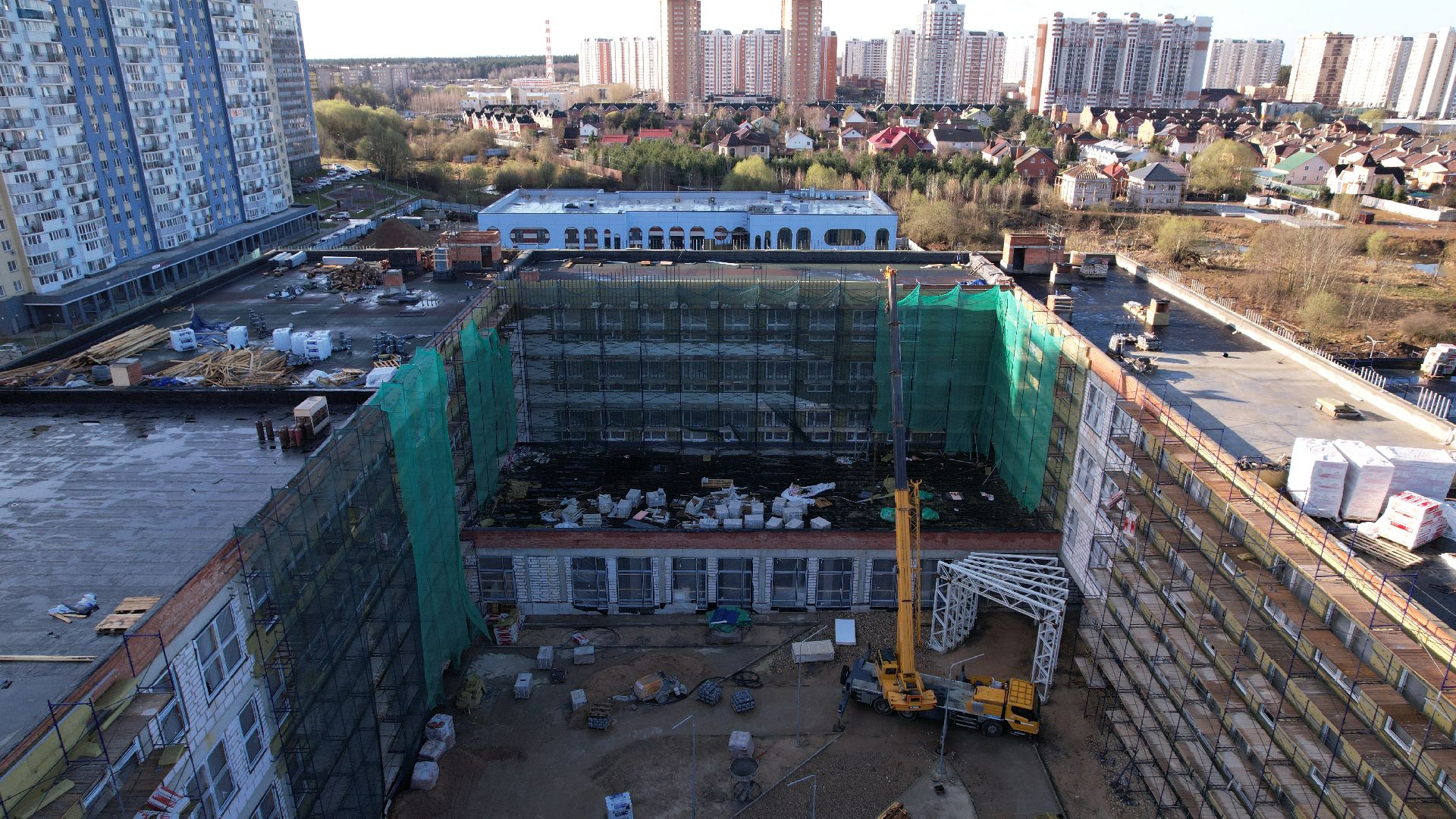 видео с коптера, лобня, школа,