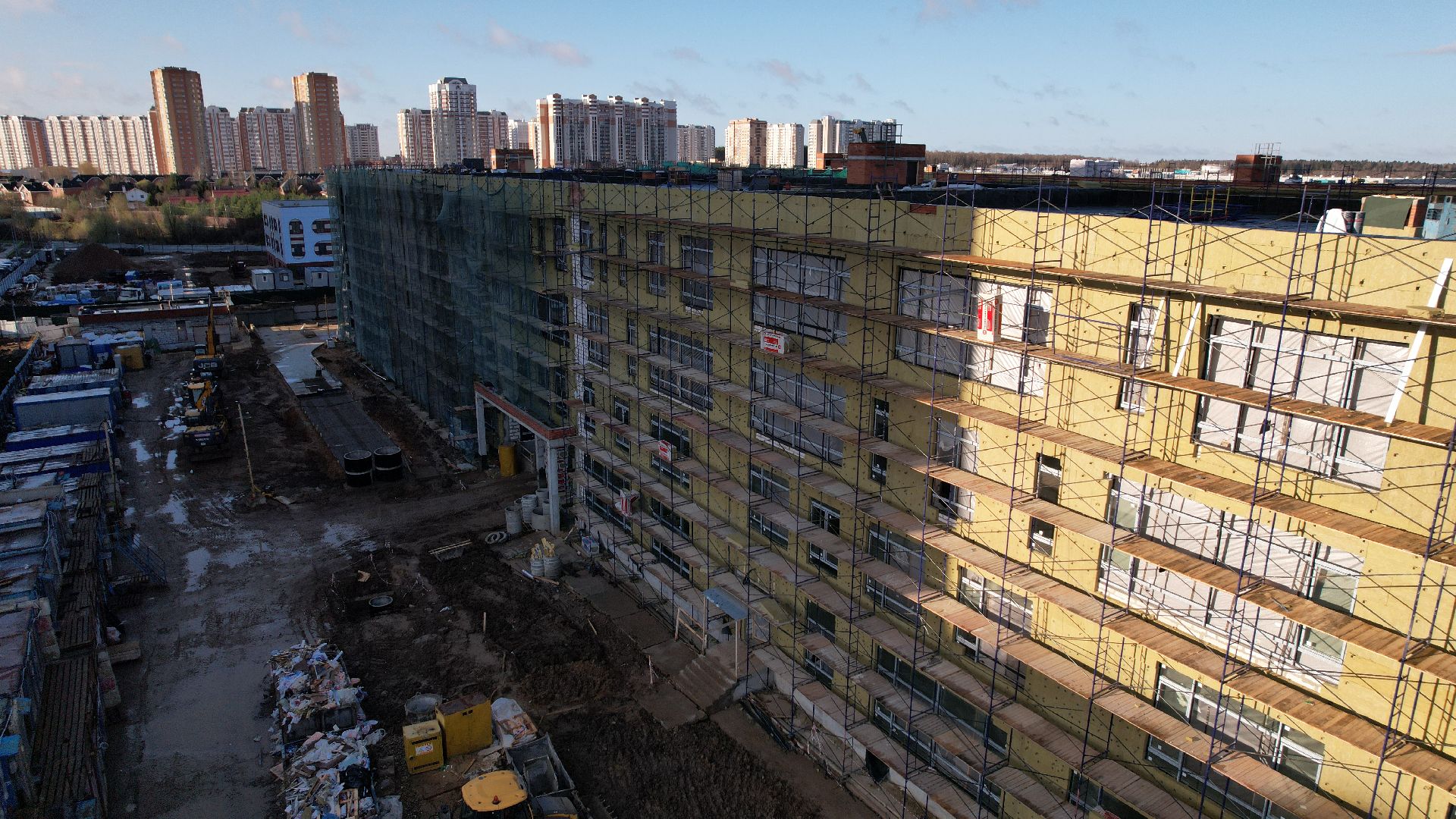 видео с коптера, лобня, школа,