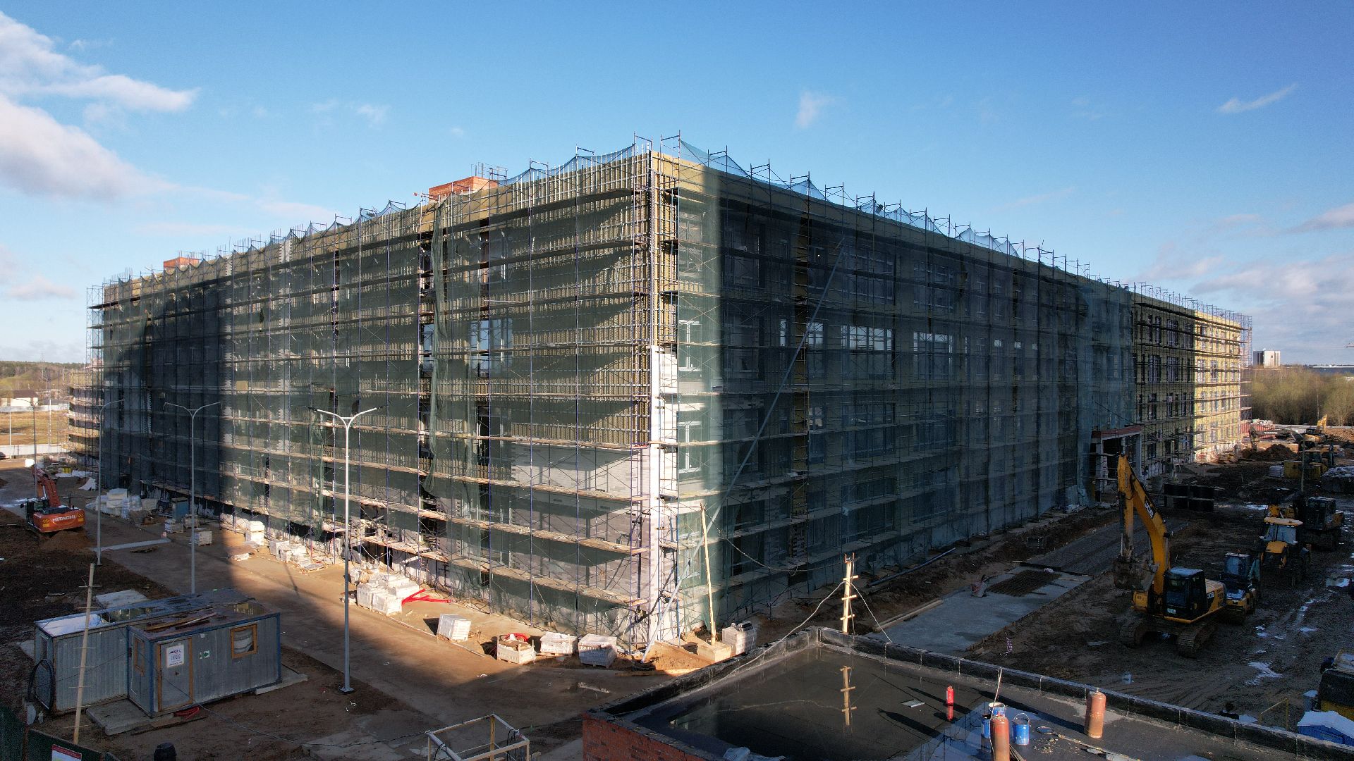 видео с коптера, лобня, школа,